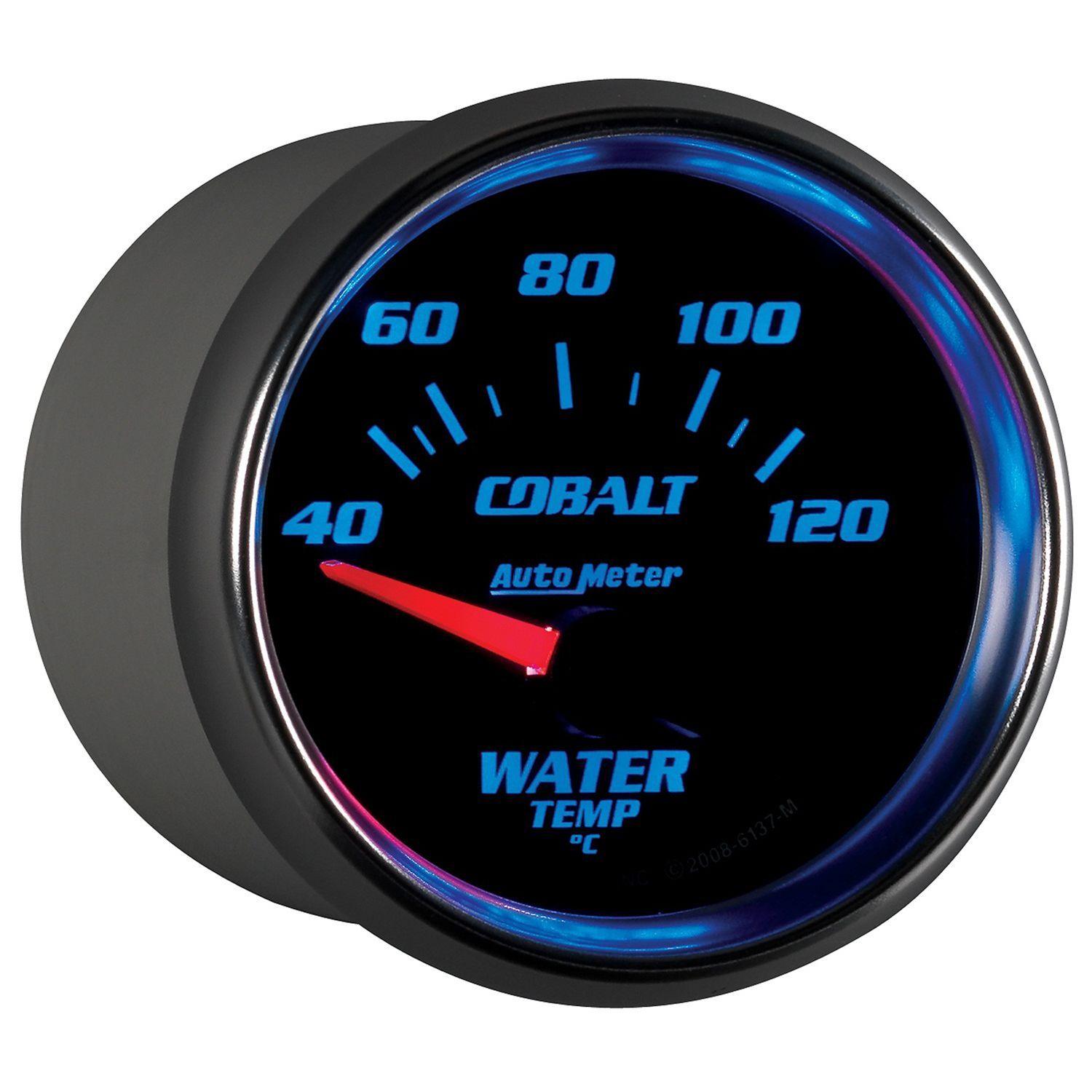 AUTOMETER 2-1/16", Short Sweep Electric, 40-120°C Auto Meter Cobalt Series Water Temperature Gauge AU6137-M SR