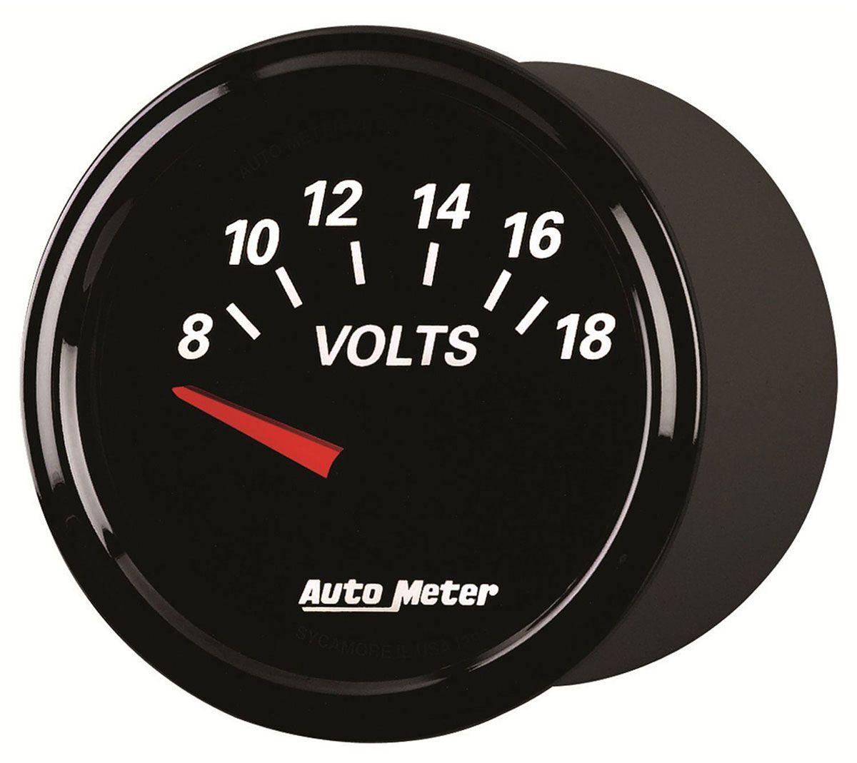AUTOMETER 2-1/16", Short Sweep Electric, 8-18 volts Auto Meter Designer Black II Voltmeter Gauge AU1293 SR