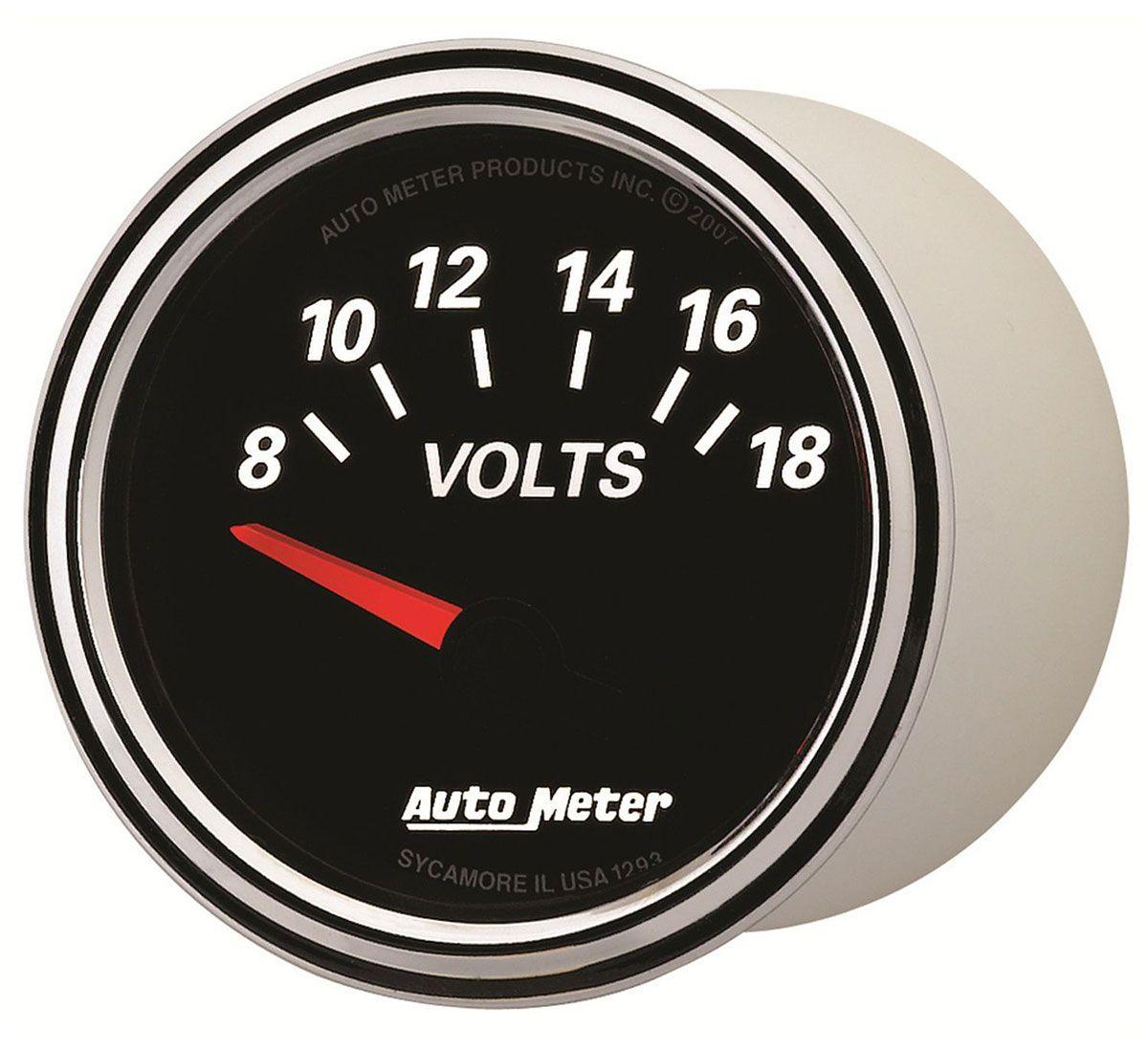 AUTOMETER 2-1/16", Short Sweep Electric, 8-18 volts Auto Meter Designer Black II Voltmeter Gauge AU1293 SR