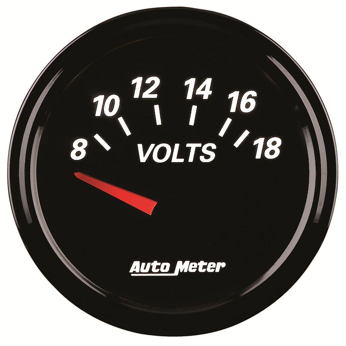 AUTOMETER 2-1/16", Short Sweep Electric, 8-18 volts Auto Meter Designer Black II Voltmeter Gauge AU1293 SR