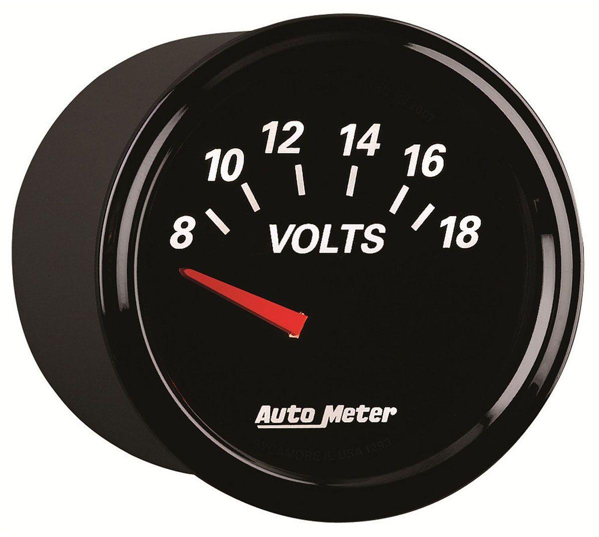 AUTOMETER 2-1/16", Short Sweep Electric, 8-18 volts Auto Meter Designer Black II Voltmeter Gauge AU1293 SR