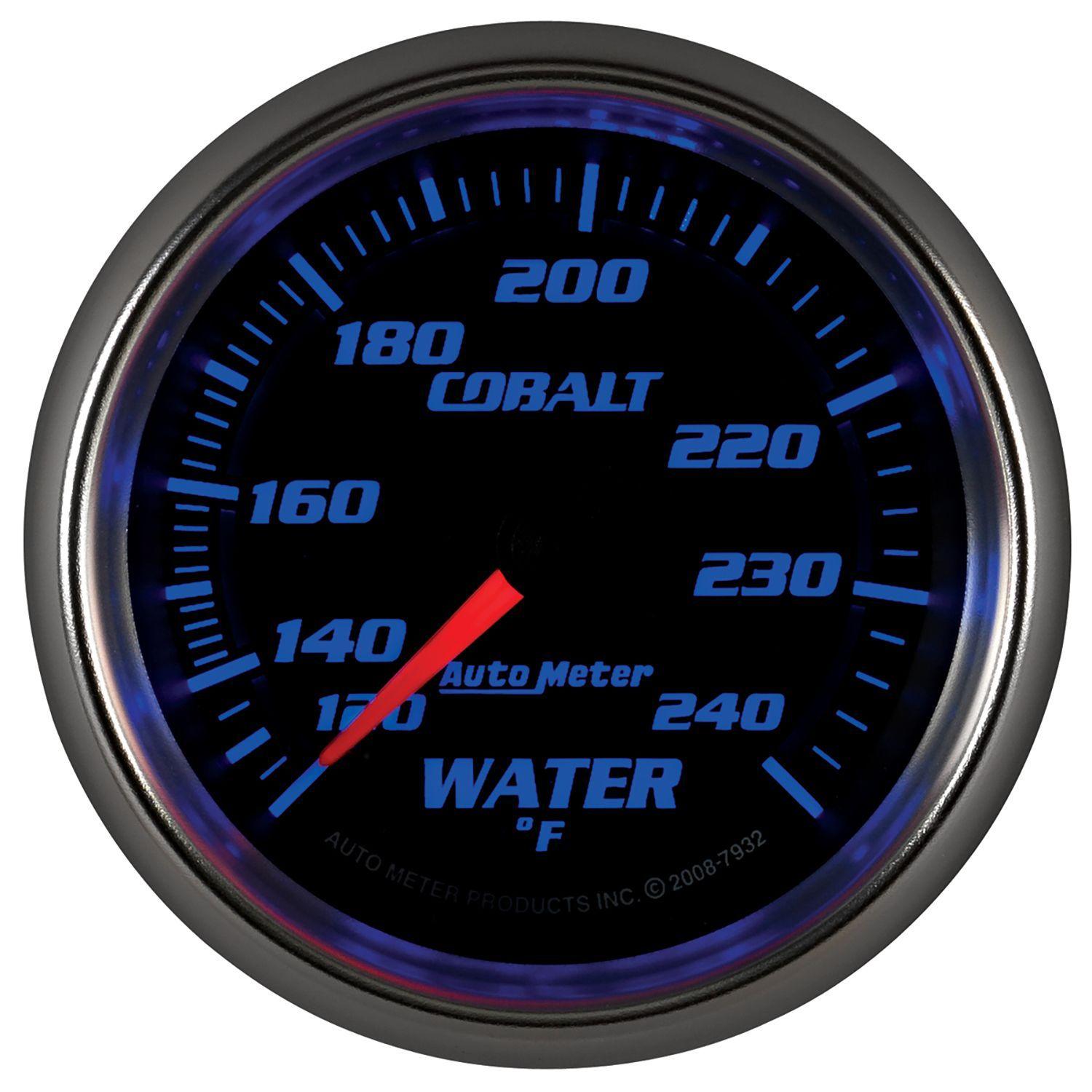 AUTOMETER 2-5/8", Full Short Sweep Mechanical, 120-240°F Auto Meter Cobalt Series Water Temperature Gauge AU7932 SR