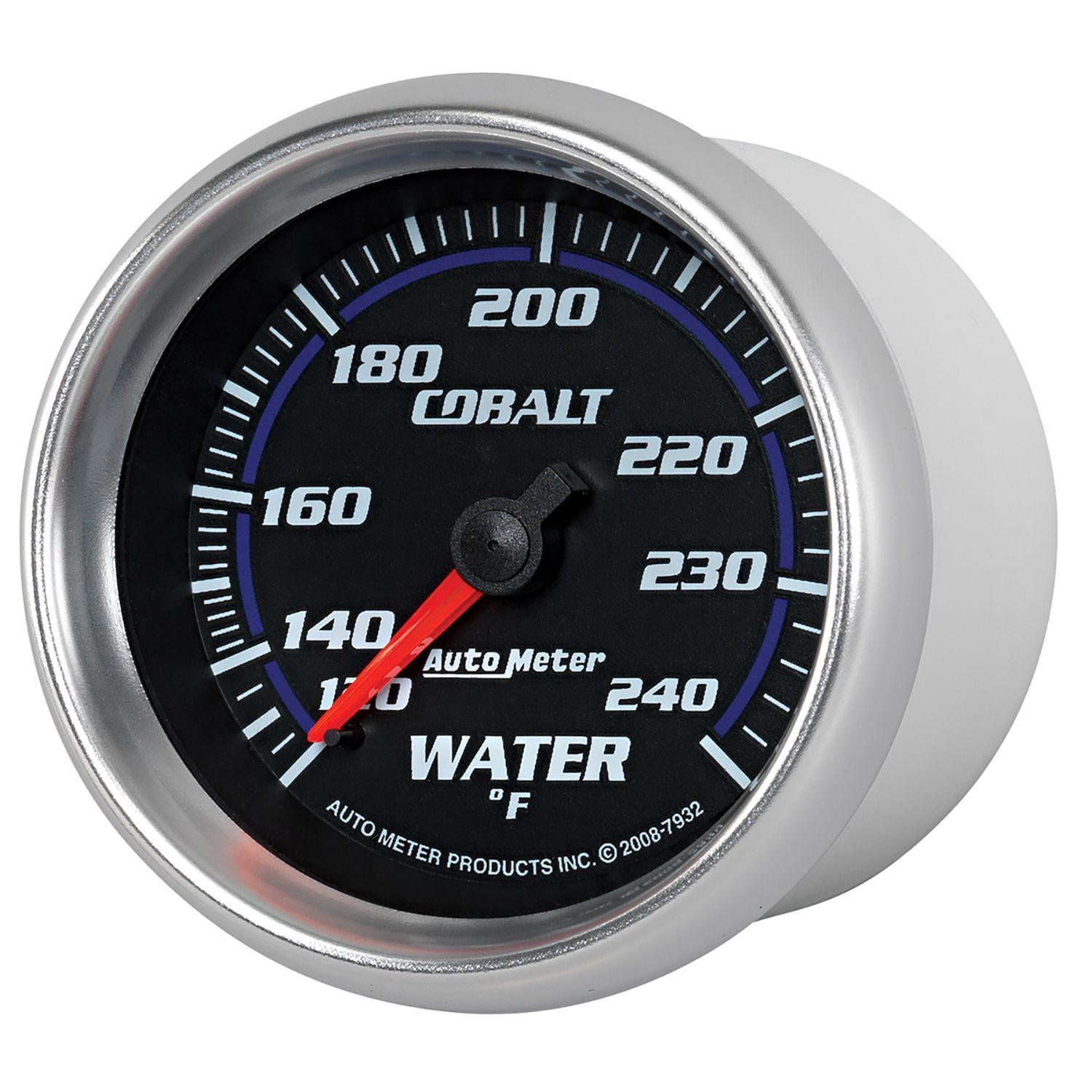AUTOMETER 2-5/8", Full Short Sweep Mechanical, 120-240°F Auto Meter Cobalt Series Water Temperature Gauge AU7932 SR