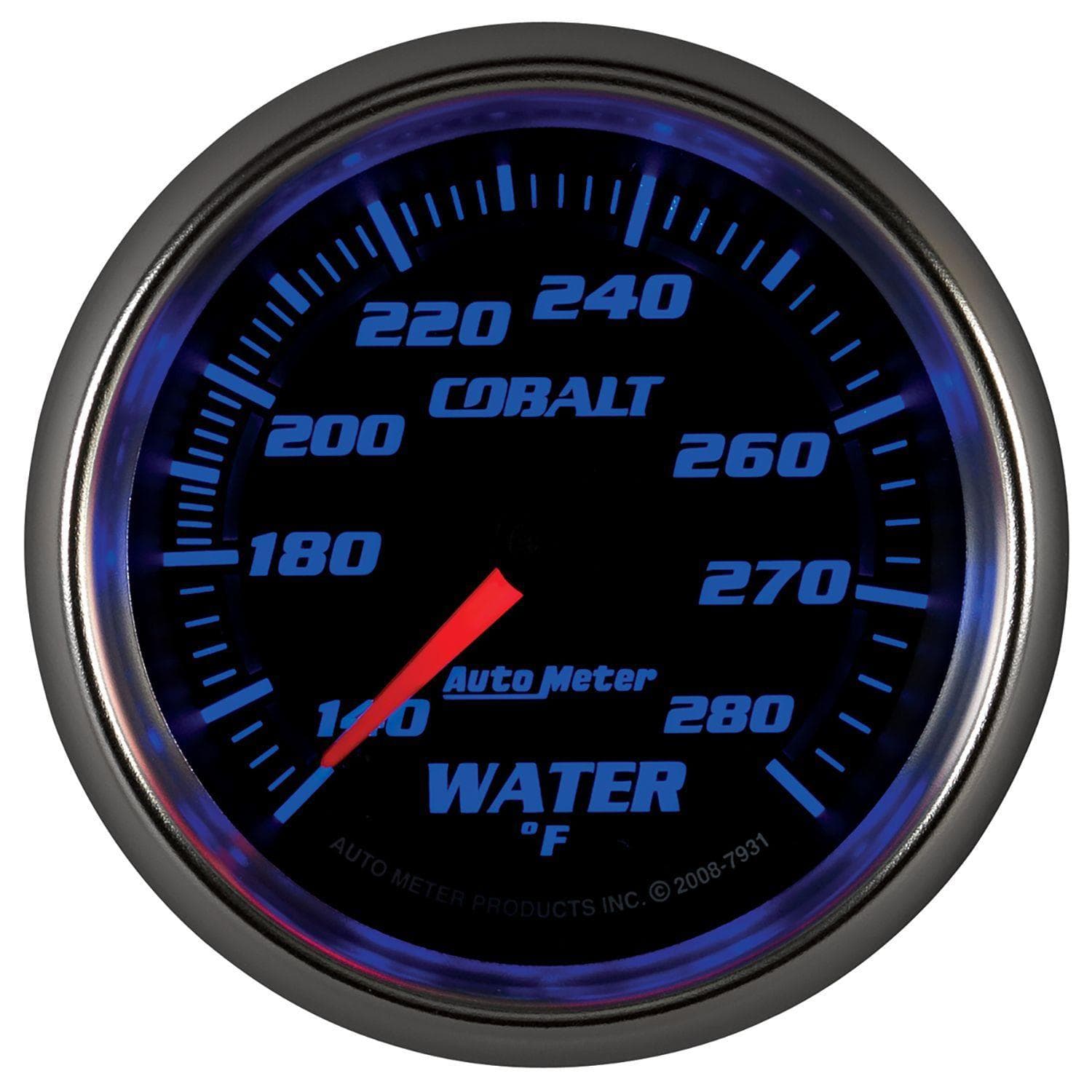 AUTOMETER 2-5/8", Full Short Sweep Mechanical, 140-280°F Auto Meter Cobalt Series Water Temperature Gauge AU7931 SR