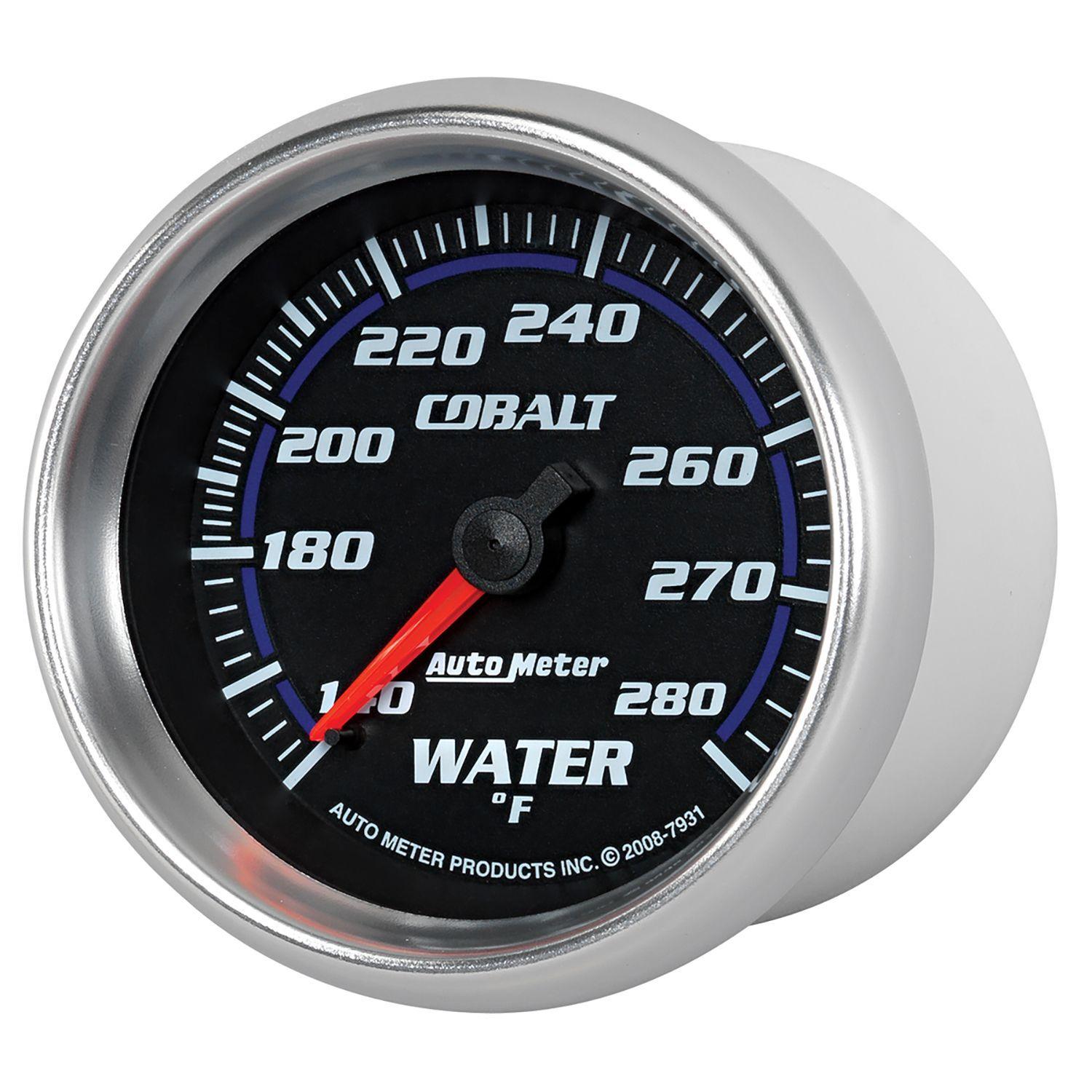 AUTOMETER 2-5/8", Full Short Sweep Mechanical, 140-280°F Auto Meter Cobalt Series Water Temperature Gauge AU7931 SR