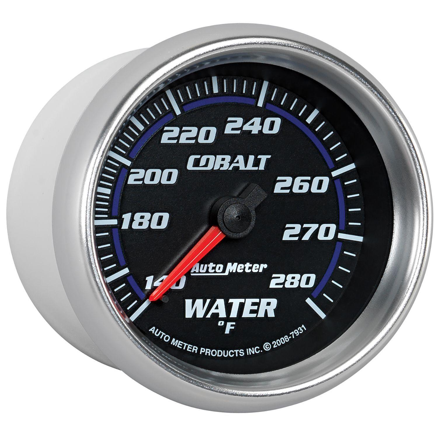 AUTOMETER 2-5/8", Full Short Sweep Mechanical, 140-280°F Auto Meter Cobalt Series Water Temperature Gauge AU7931 SR