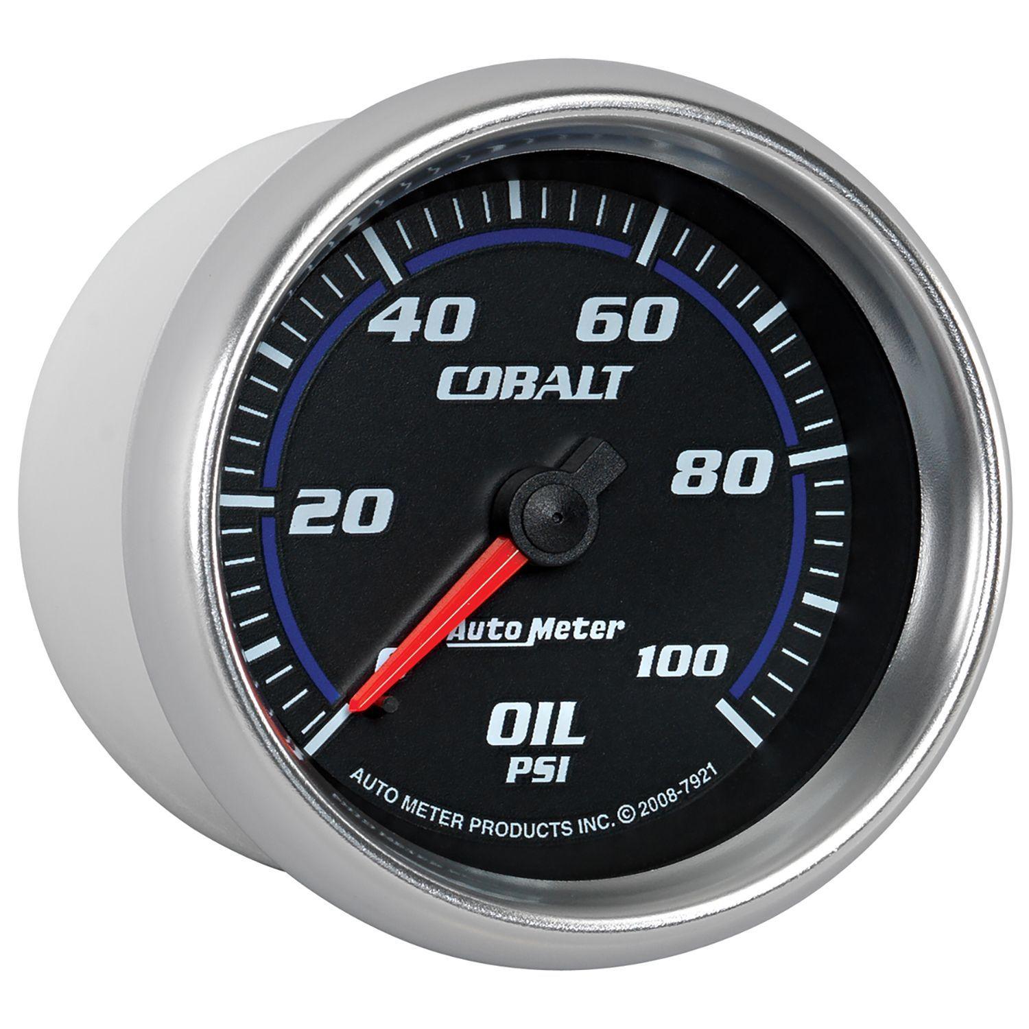AUTOMETER 2-5/8", Full Sweep Mechanical, 0-100 psi Auto Meter Cobalt Series Oil Pressure Gauge AU7921 SR