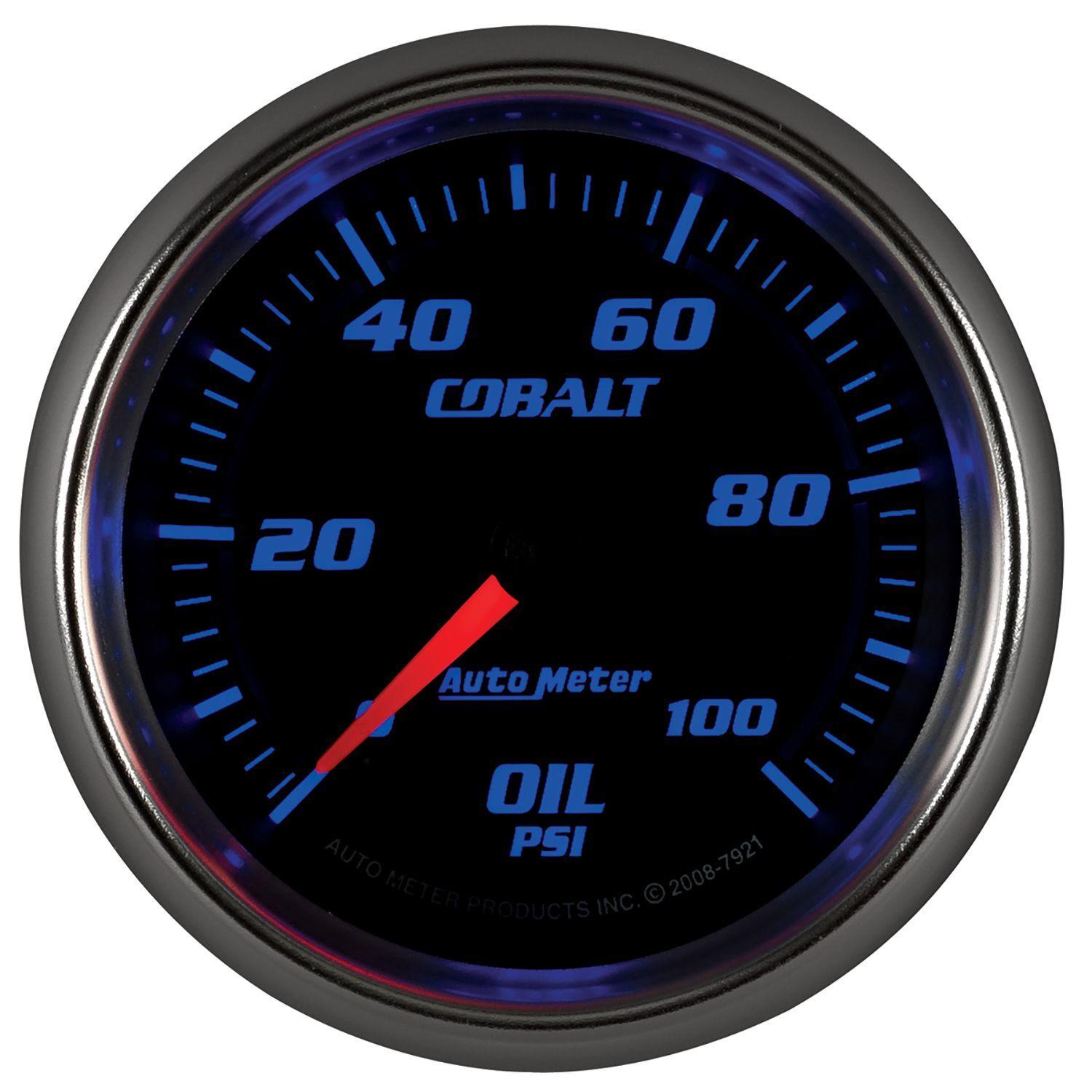 AUTOMETER 2-5/8", Full Sweep Mechanical, 0-100 psi Auto Meter Cobalt Series Oil Pressure Gauge AU7921 SR