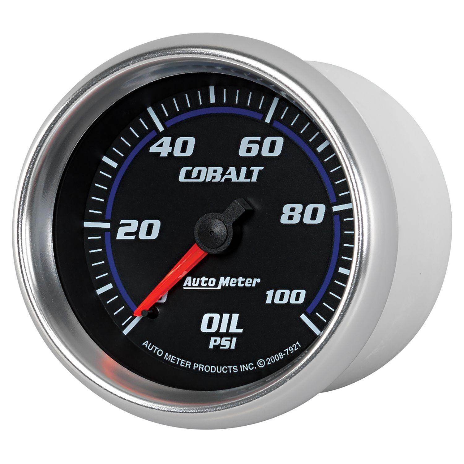 AUTOMETER 2-5/8", Full Sweep Mechanical, 0-100 psi Auto Meter Cobalt Series Oil Pressure Gauge AU7921 SR