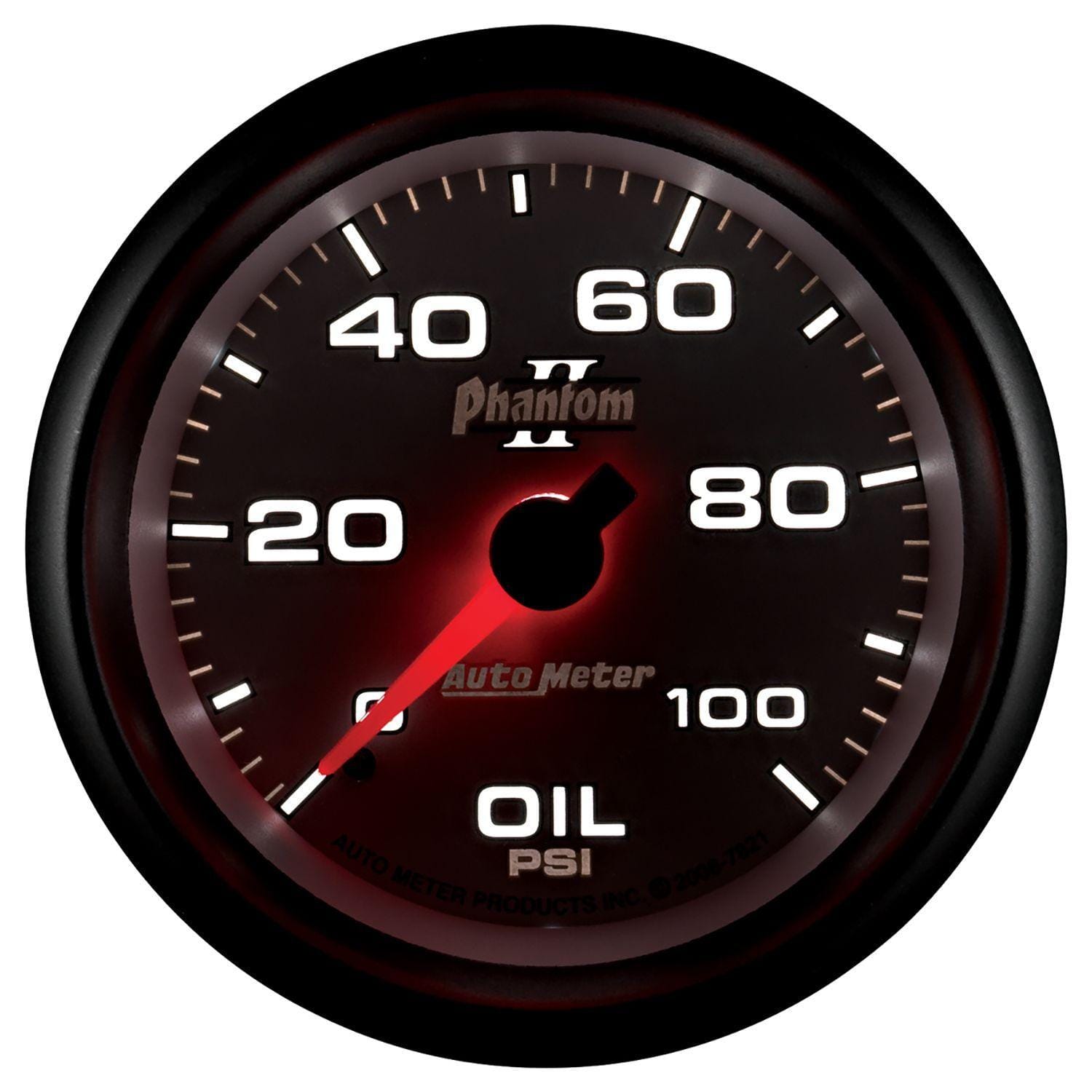 AUTOMETER 2-5/8", Full Sweep Mechanical, 0-100 psi Auto Meter Phantom II Series Oil Pressure Gauge AU7821 SR