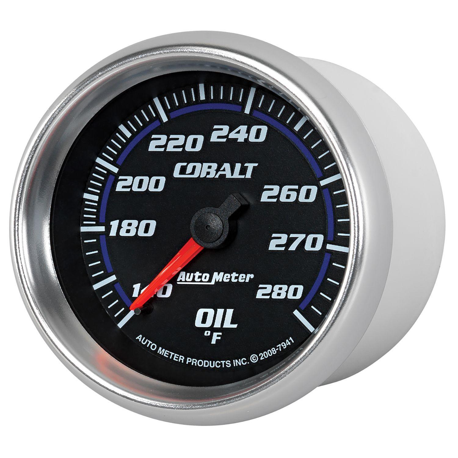 AUTOMETER 2-5/8", Full Sweep Mechanical, 140-280°F Auto Meter Cobalt Series Oil Temperature Gauge AU7941 SR
