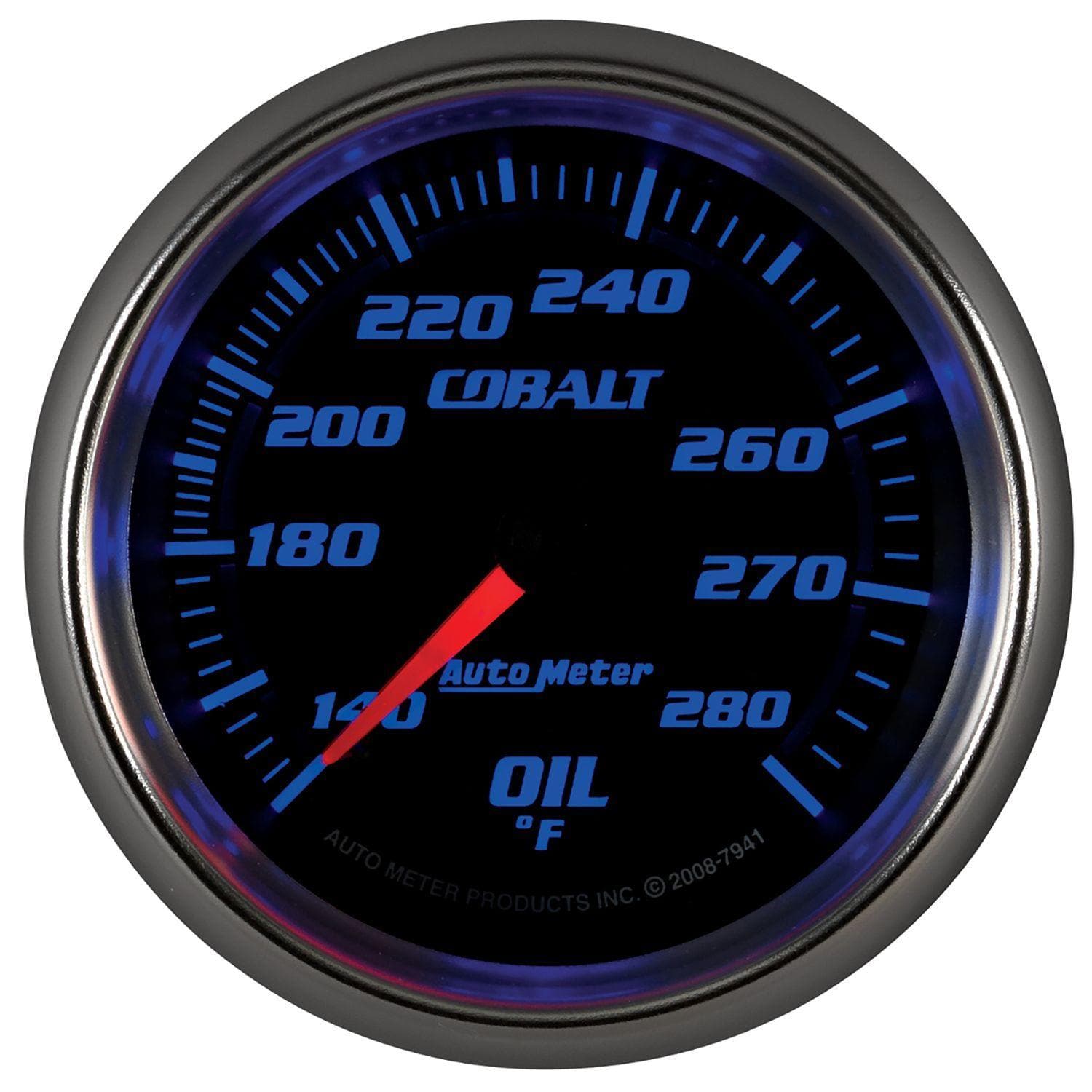 AUTOMETER 2-5/8", Full Sweep Mechanical, 140-280°F Auto Meter Cobalt Series Oil Temperature Gauge AU7941 SR