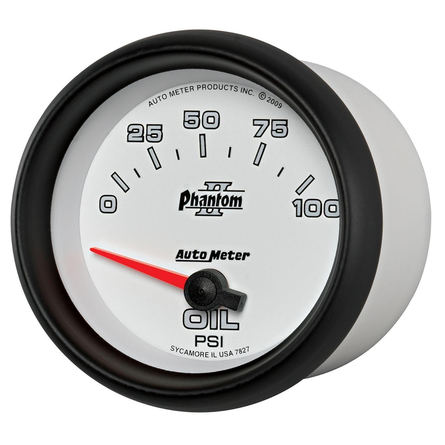 AUTOMETER 2-5/8", Short Sweep Electric, 0-100 psi Auto Meter Phantom II Series Oil Pressure Gauge AU7827 SR