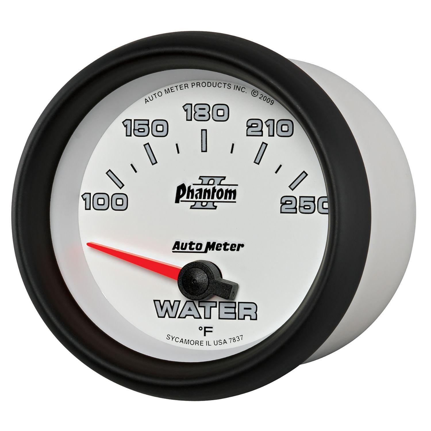 AUTOMETER 2-5/8", Short Sweep Electric, 100-250°F Auto Meter Phantom II Series Water Temperature Gauge AU7837 SR