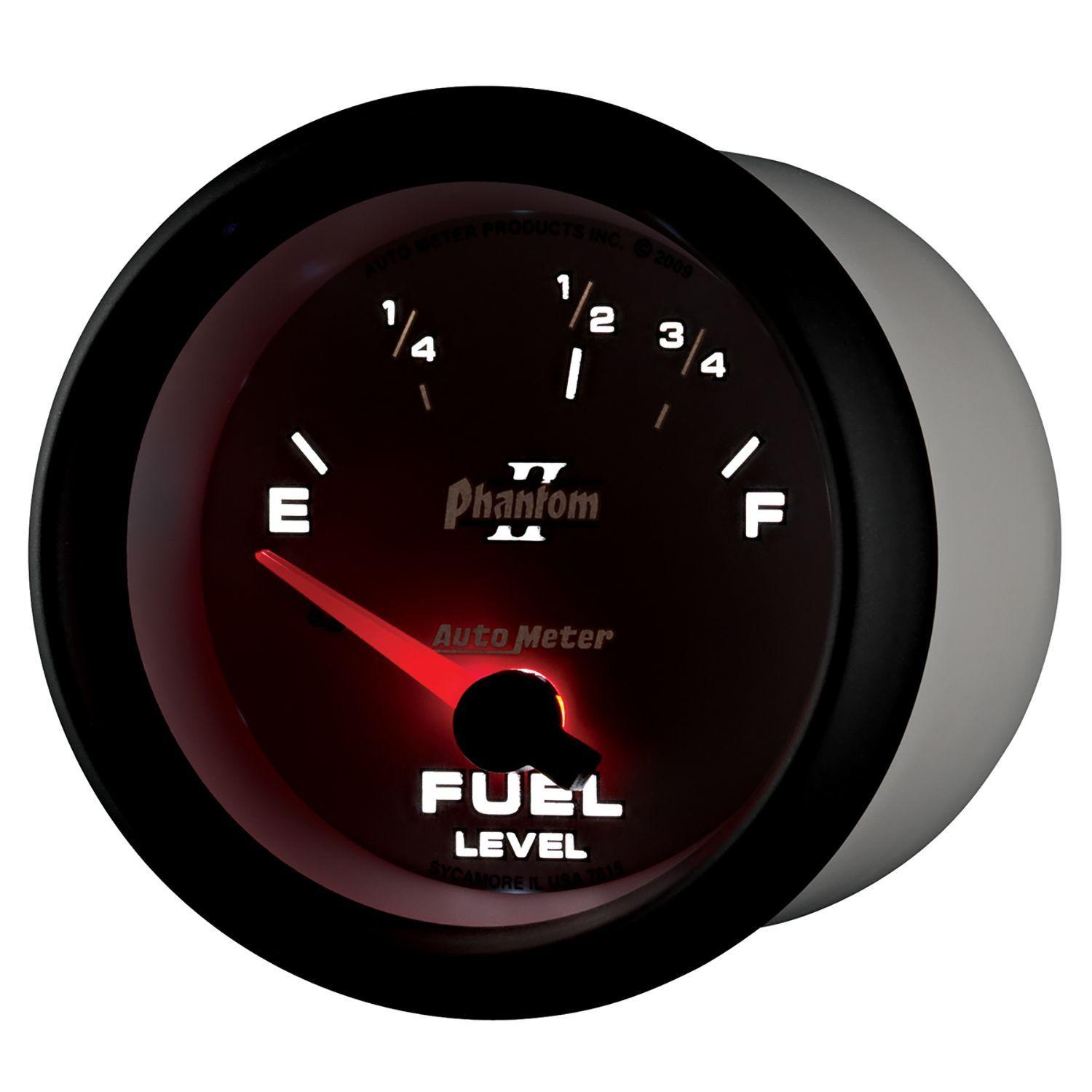 AUTOMETER 2-5/8", Short Sweep Electric, Ford, 73 ohms Empty/10 ohms Full Auto Meter Phantom II Series Fuel Level Gauge AU7815 SR
