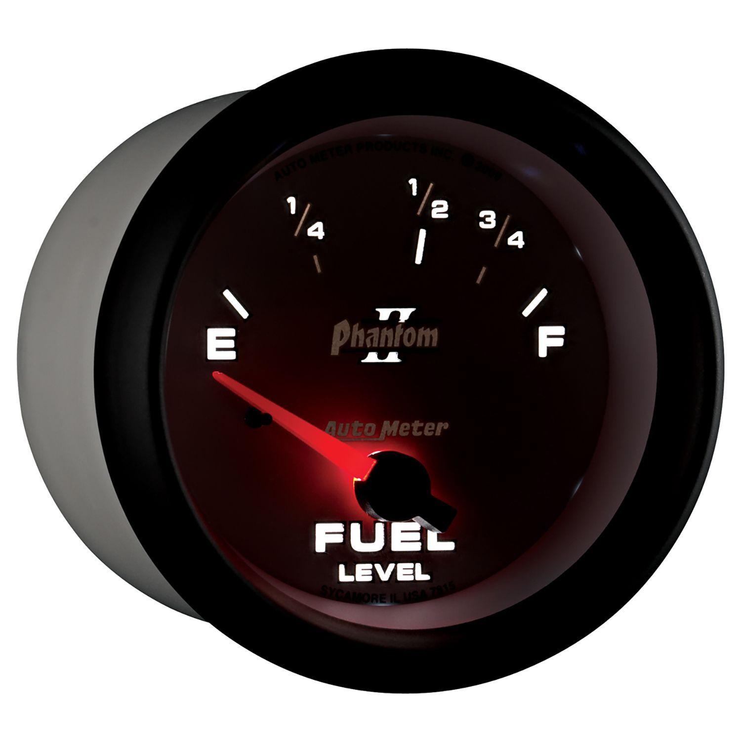 AUTOMETER 2-5/8", Short Sweep Electric, Ford, 73 ohms Empty/10 ohms Full Auto Meter Phantom II Series Fuel Level Gauge AU7815 SR