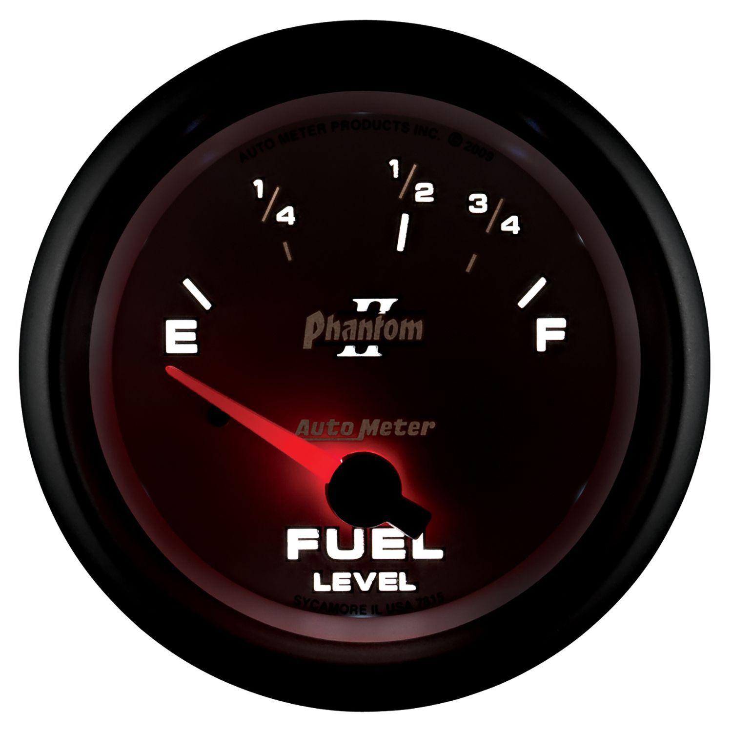AUTOMETER 2-5/8", Short Sweep Electric, Ford, 73 ohms Empty/10 ohms Full Auto Meter Phantom II Series Fuel Level Gauge AU7815 SR