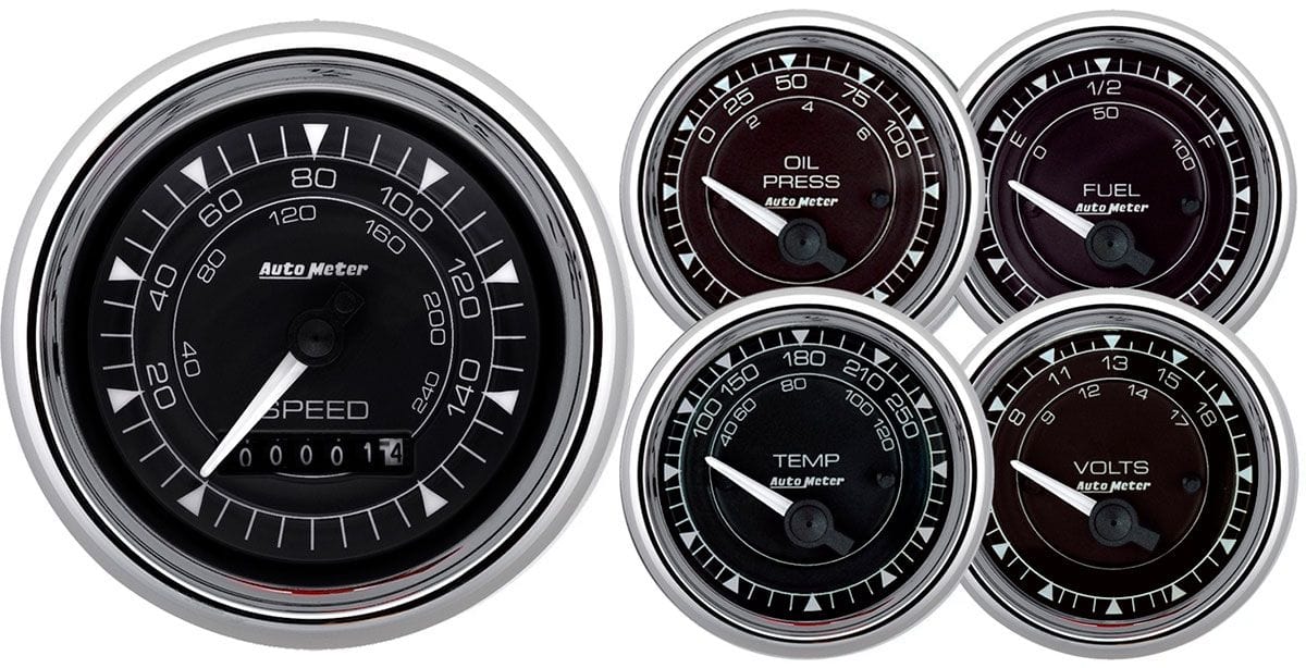 Autometer Autometer Autometer Chrono Chrome Series 5-Piece Gauge Kit (AU9708) SR