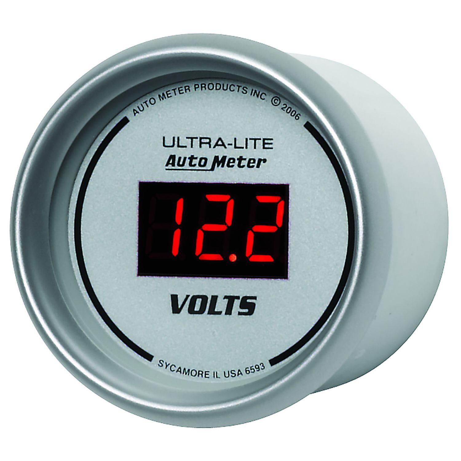 AUTOMETER Digital, In-dash, 2-1/16", 8-18 Volts Auto Meter Ultra-Lite Digital Series Voltmeter Gauge AU6593 SR
