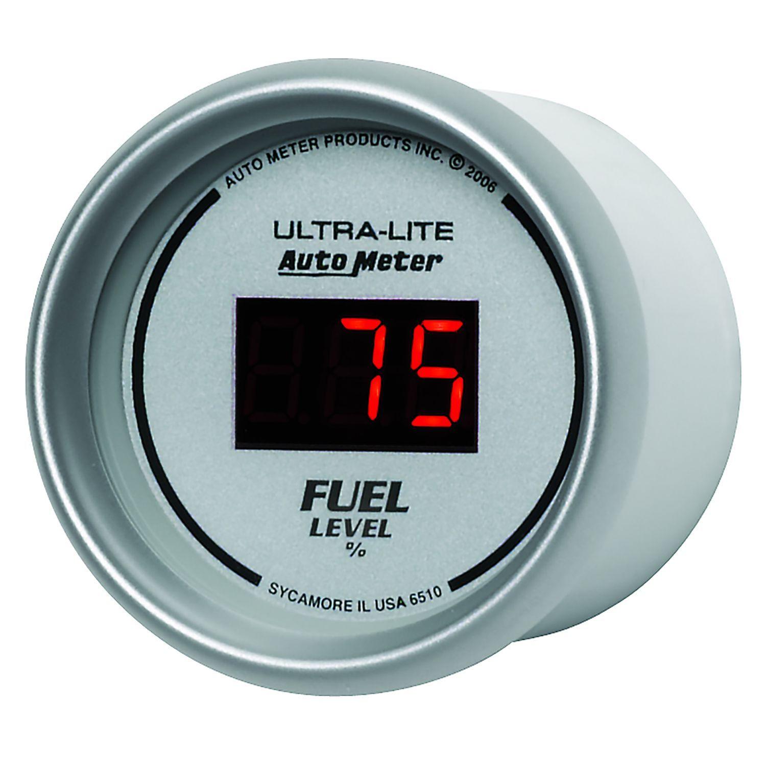 AUTOMETER In-dash, 2-1/16", Programmable, 0-280 ohm, Adjustable Scale w/ 7 pre- Auto Meter Ultra-Lite Digital Series Fuel Level Gauge AU6510 SR