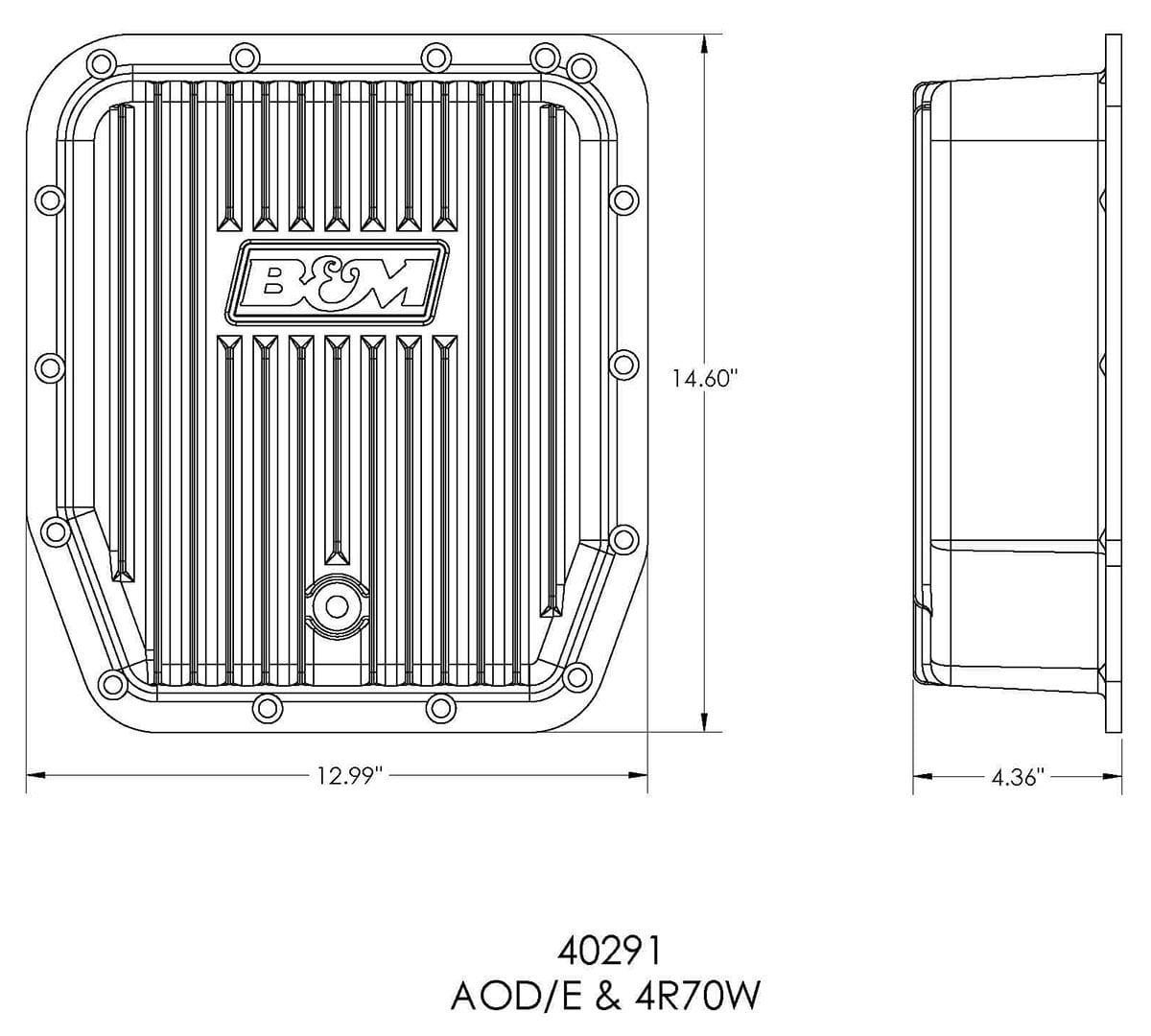 B&M Suit Ford AOD, AODE & 4R70W, Adds An Additional 2.8 Litres B&M Cast Aluminium Deep Pan BM40291 SR