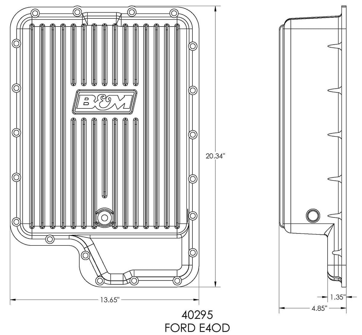 B&M Suit Ford E4OD/4R100/5R100 Torque Shift 5-speed, Adds An Additional 3 B&M Cast Aluminium Deep Pan BM40295 SR