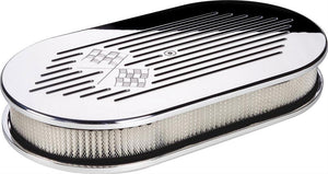 Billet Specialties Polished Aluminium Large Oval Air Cleaner Assembly - Cross Flags BS15427