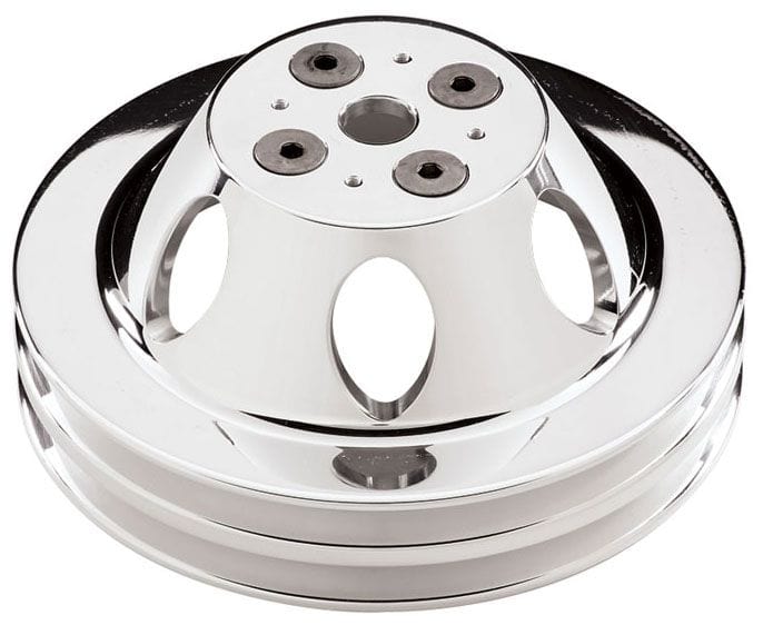 BILLET 2-Groove Suit BB Chev With Short Water Pump Billet Specialties Water Pump Pulley - Polished BS82220 SR