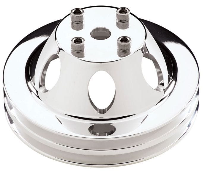 BILLET 2-Groove Suit SB & BB Chev With Long Water Pump Billet Specialties Water Pump Pulley - Polished BS78120 SR