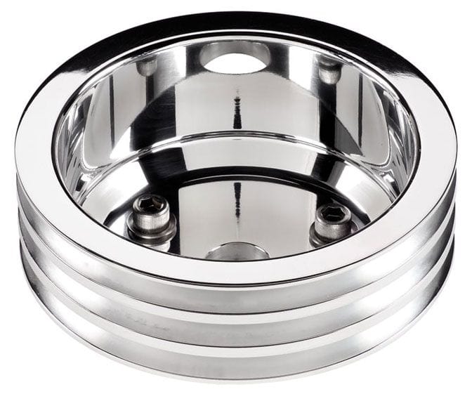 BILLET 3-Groove Suit SB Chev With Long Water Pump Billet Specialties Crankshaft Pulley - Polished BS78230 SR