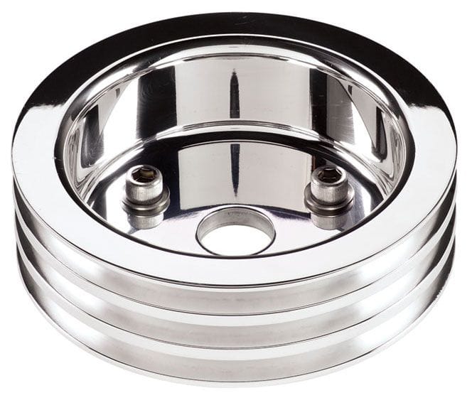BILLET 3-Groove Suit SB Chev With Short Water Pump Billet Specialties Crankshaft Pulley - Polished BS81320 SR