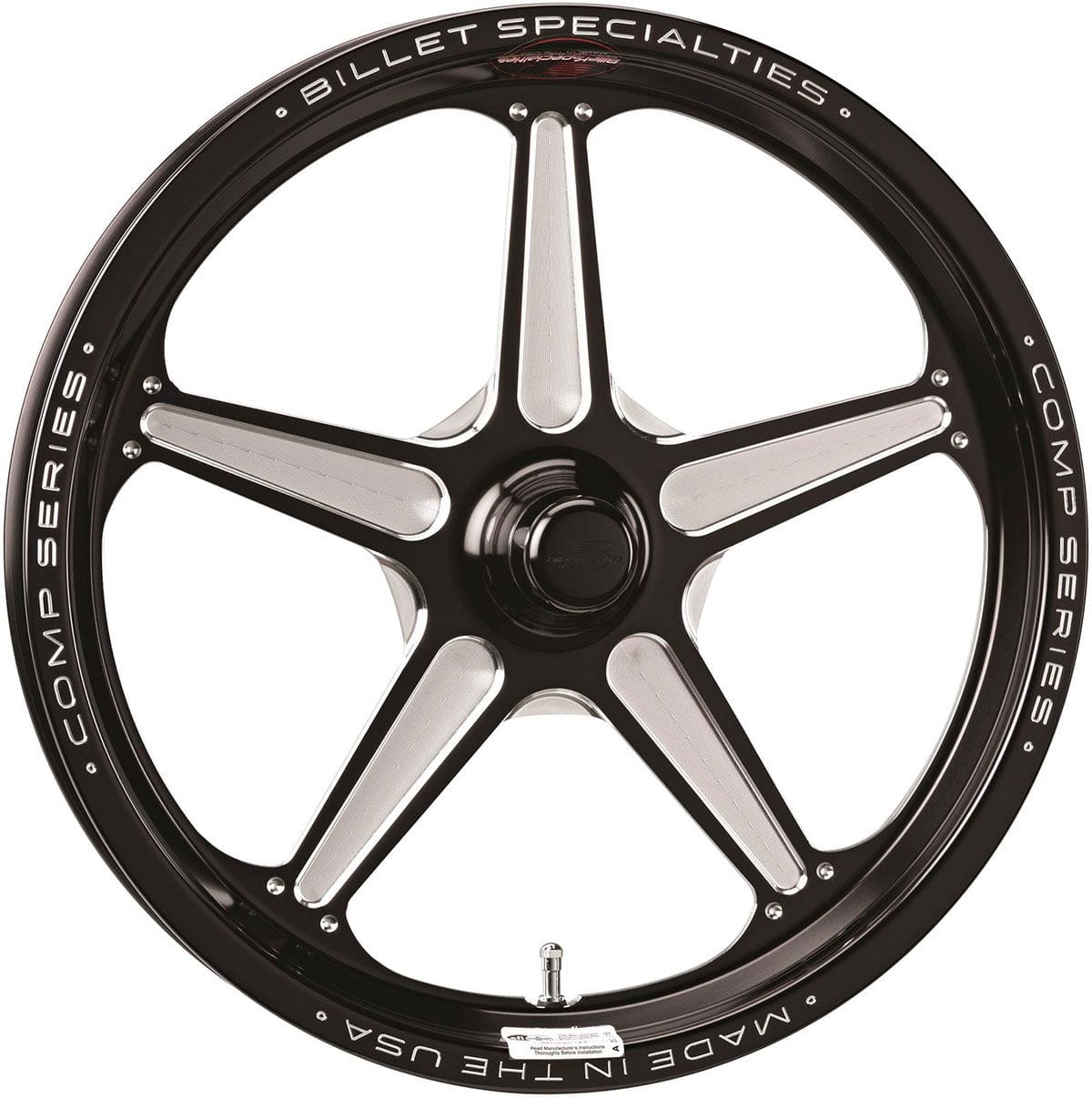 BILLET 5 x 4.75" Bolt Circle with 2.75" Backspace Billet Specialties Comp 5 Bolt-On Wheel 17" x 4.5" - Black BSCSFB37456127 SR