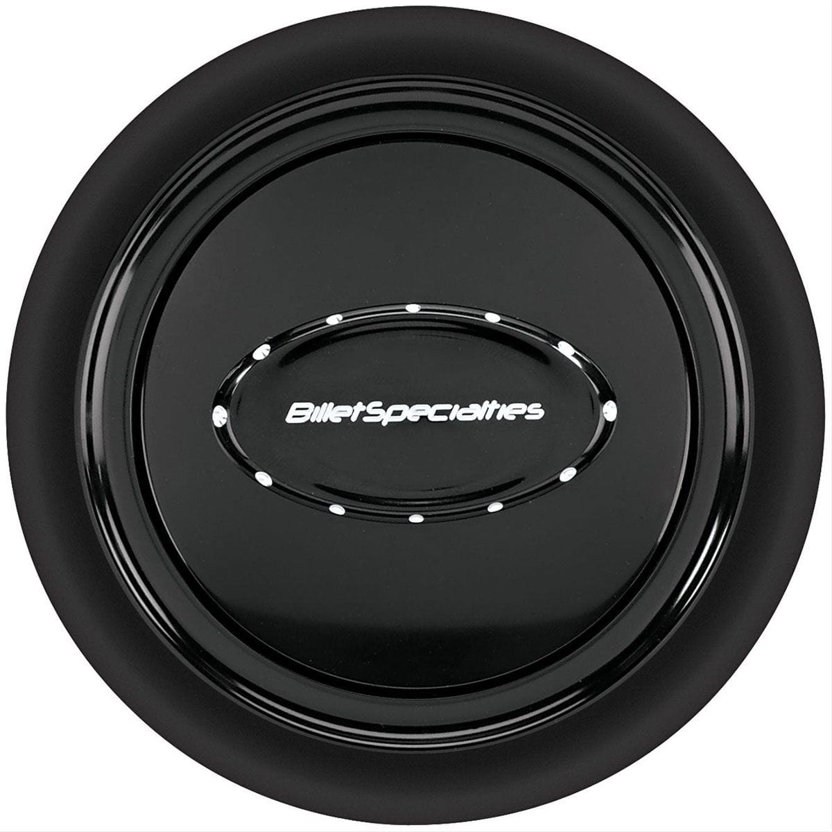 BILLET Billet Specialties Billet Smooth Horn Button Pro Style with Logo, Black BS32729 SR