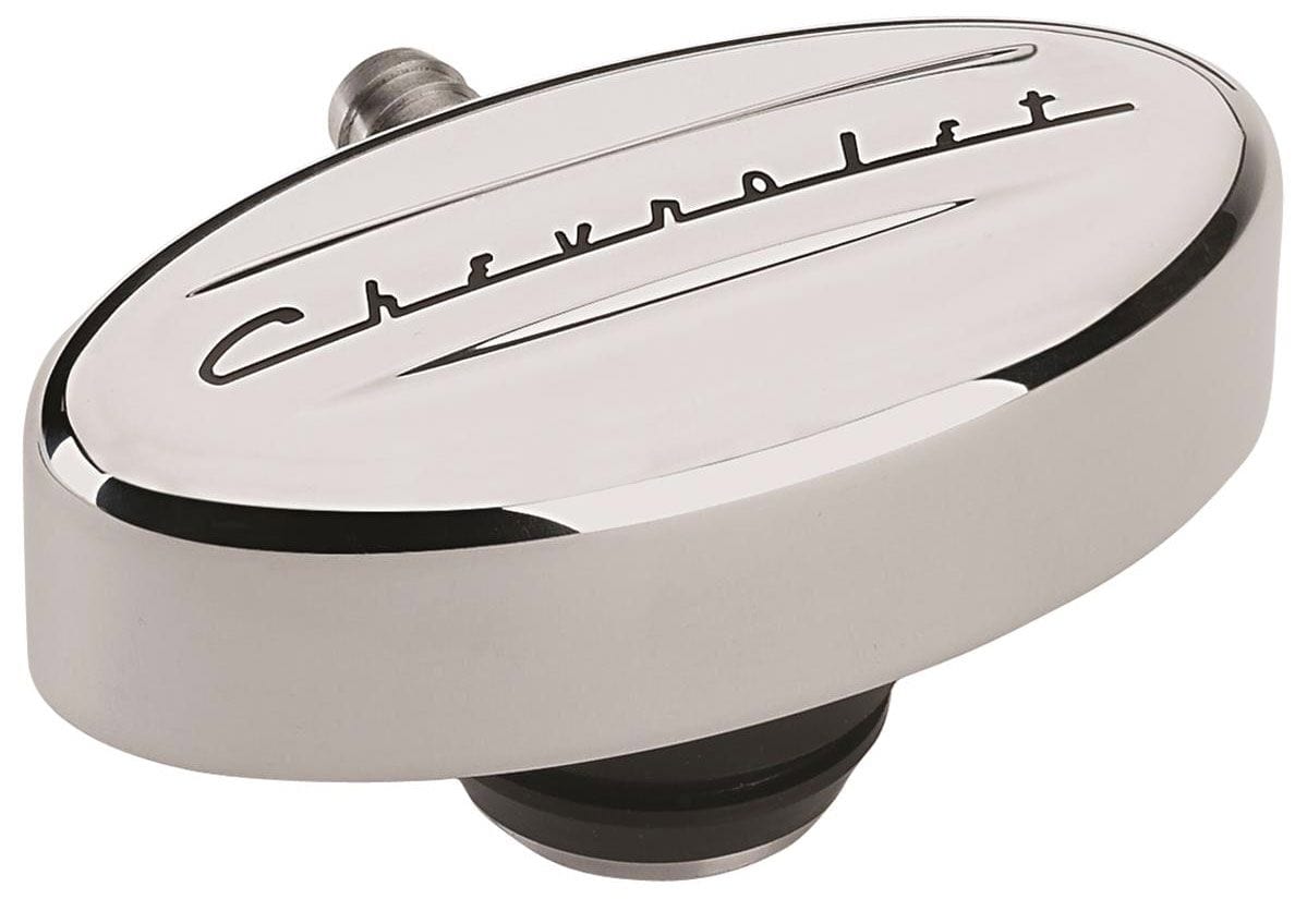 BILLET Oval Polished With Retro "Chevrolet" Script Billet Specialties Valve Cover PCV Breather BS21923 SR