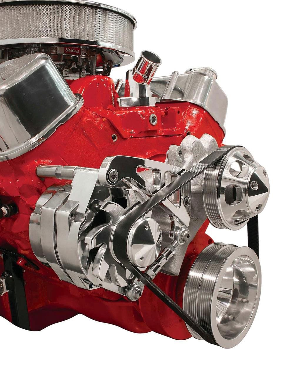 BILLET Polished Mid Mount Suit BB Chev With Long W/P Billet Specialties Alternator Bracket BSFM0207PC SR