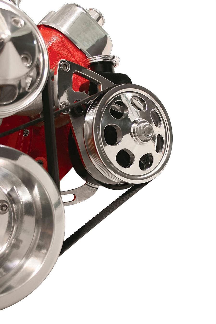 BILLET Polished Mid Mount Suit BB Chev With Long W/P (Saginaw Pump) Billet Specialties Power Steering Pump Bracket BSFM0230PC SR