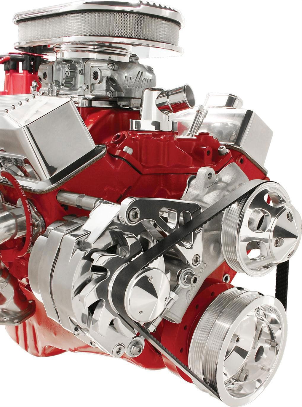 BILLET Polished Mid Mount Suit SB Chev With Long W/P Billet Specialties Alternator Bracket BSFM0107PC SR