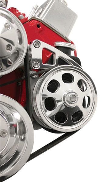 BILLET Polished Mid Mount Suit SB Chev With Long W/P (Saginaw Pump) Billet Specialties Power Steering Pump Bracket BSFM0130PC SR