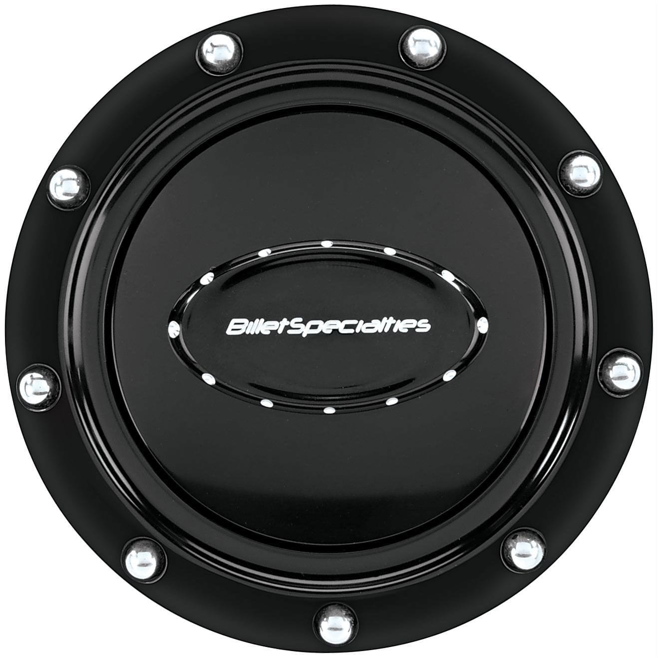 BILLET Riveted With Black Logo & Polished Rivets Billet Specialties Pro Style Horn Button - Black Anodized BS32719 SR