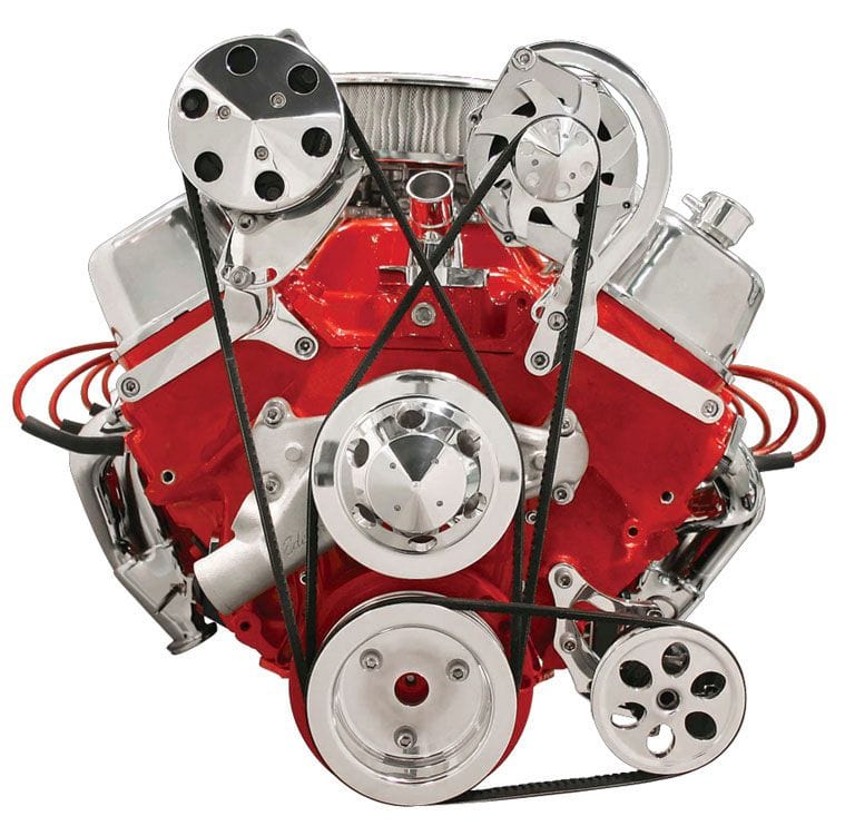 BILLET Suit B/B Chev with Short Water Pump Billet Specialties Top Mount A/C Compressor Bracket, Polished BS10521 SR