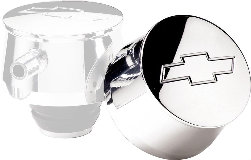 BILLET Suit Covers With 1-1/4" Hole, Grommet Included Billet Specialties Round Valve Cover Breather With Bowtie Logo - Polished BS20220 SR