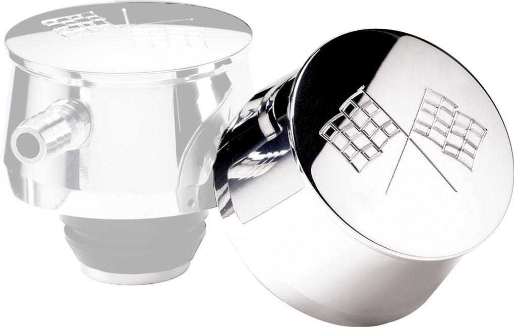 BILLET Suit Covers With 1-1/4" Hole, Grommet Included Billet Specialties Round Valve Cover Breather With Cross Flags - Polished BS20720 SR