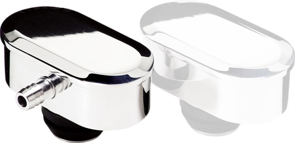 BILLET Suit Covers With 1-1/4" Hole & PCV Vale With 3/8" Barb, Grommet Inclu Billet Specialties Oval Valve Cover Breather Plain - Polished BS21929 SR