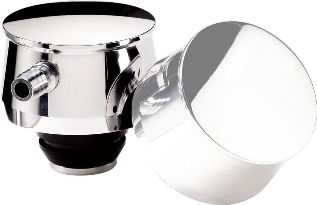 BILLET Suit Covers With 1-1/4" Hole & PCV Vale With 3/8" Barb, Grommet Inclu Billet Specialties Round Valve Cover Breather Plain - Polished BS21120 SR