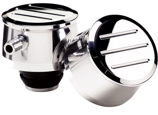 BILLET Suit Covers With 1" Hole & PCV Vale With 3/8" Barb, Grommet Included Billet Specialties Round Valve Cover Breather Ball Milled - Polished BS21825 SR