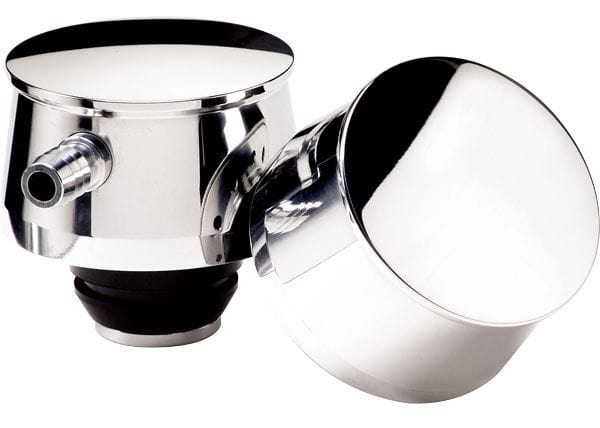 BILLET Suit Covers With 1" Hole & PCV Vale With 3/8" Barb, Grommet Included Billet Specialties Round Valve Cover Breather Plain - Polished BS21125 SR