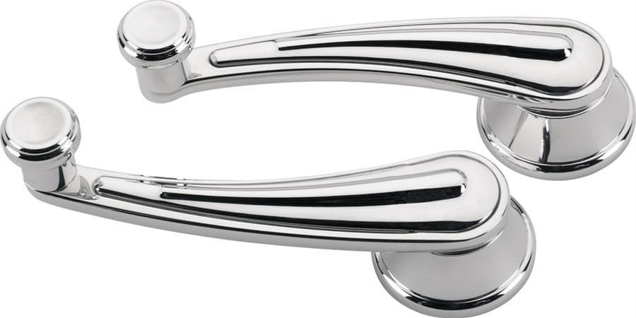 BILLET Suit GM & Ford 1949-On With 1/2" Round Spline, 4-13/32" Length (Pair) Billet Specialties Rail Interior Window Crank Handles - Polished BS46528 SR