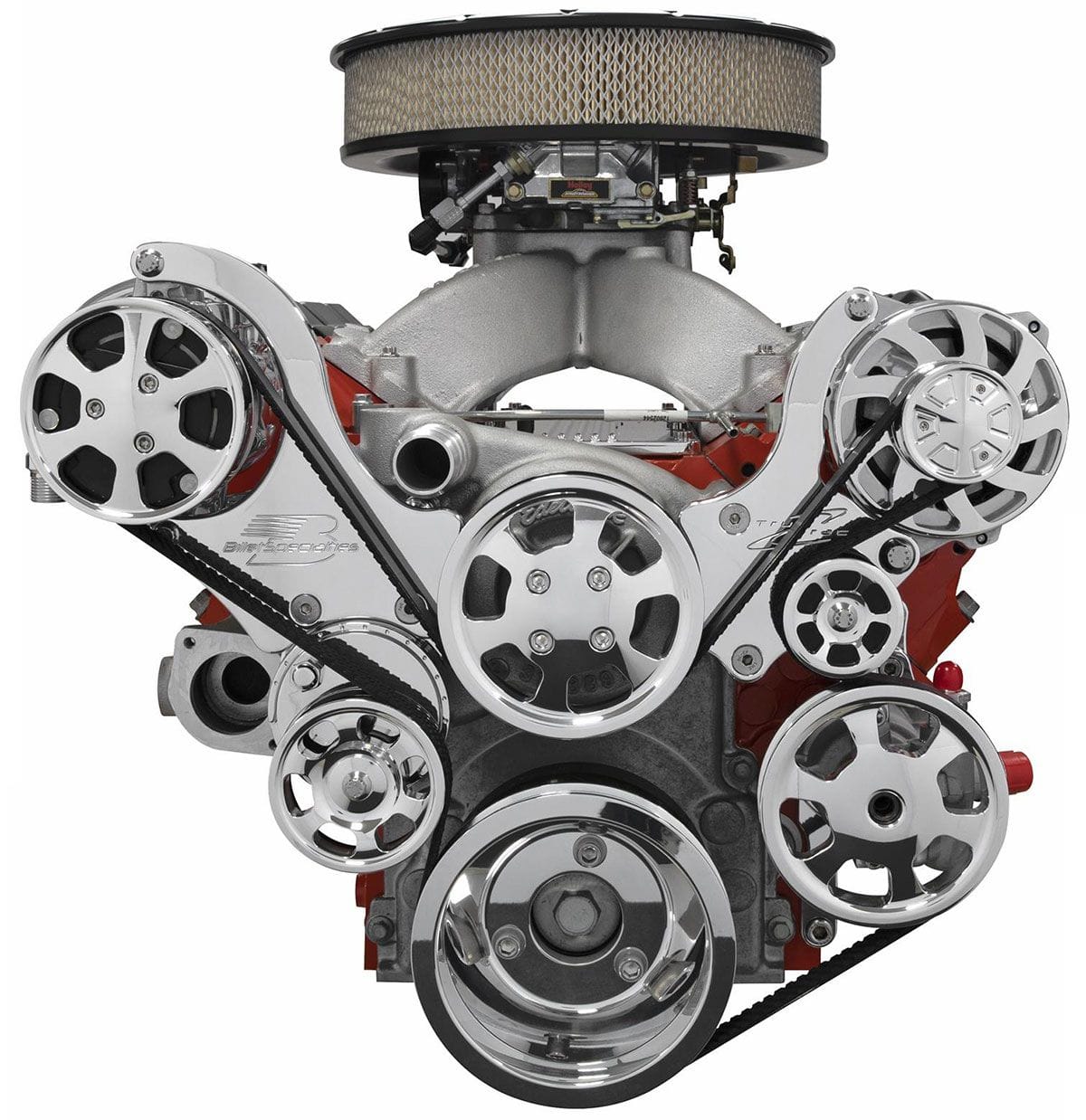 BILLET Suit GM LS1, 2, 3, 6, LSX Polished With A/C & Power Steering (Top Mou Billet Specialties Tru Trac Serpentine System BS13450 SR