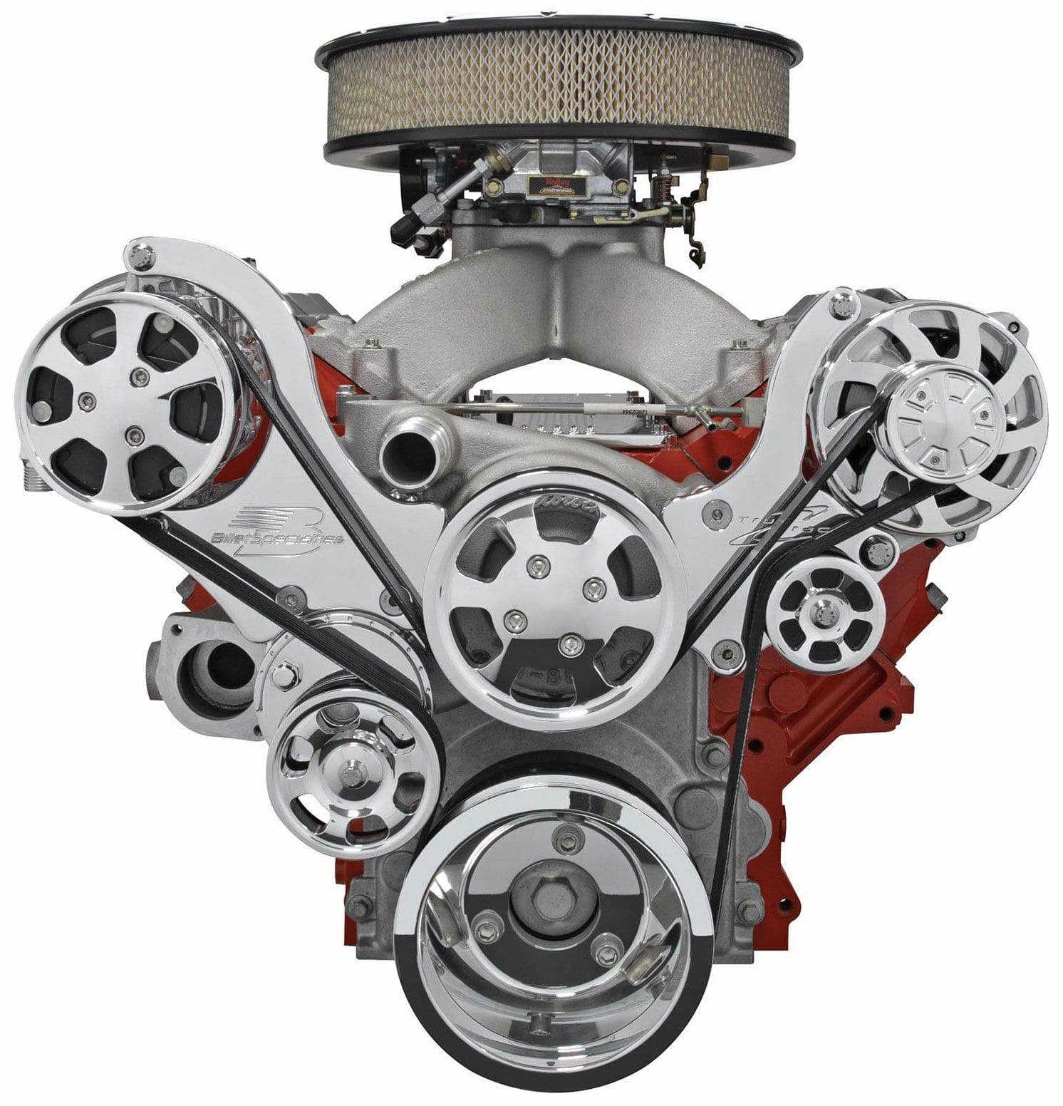 BILLET Suit GM LS1, 2, 3, 6, LSX Polished With A/C (Top Mount Configuration) Billet Specialties Tru Trac Serpentine System BS13470 SR