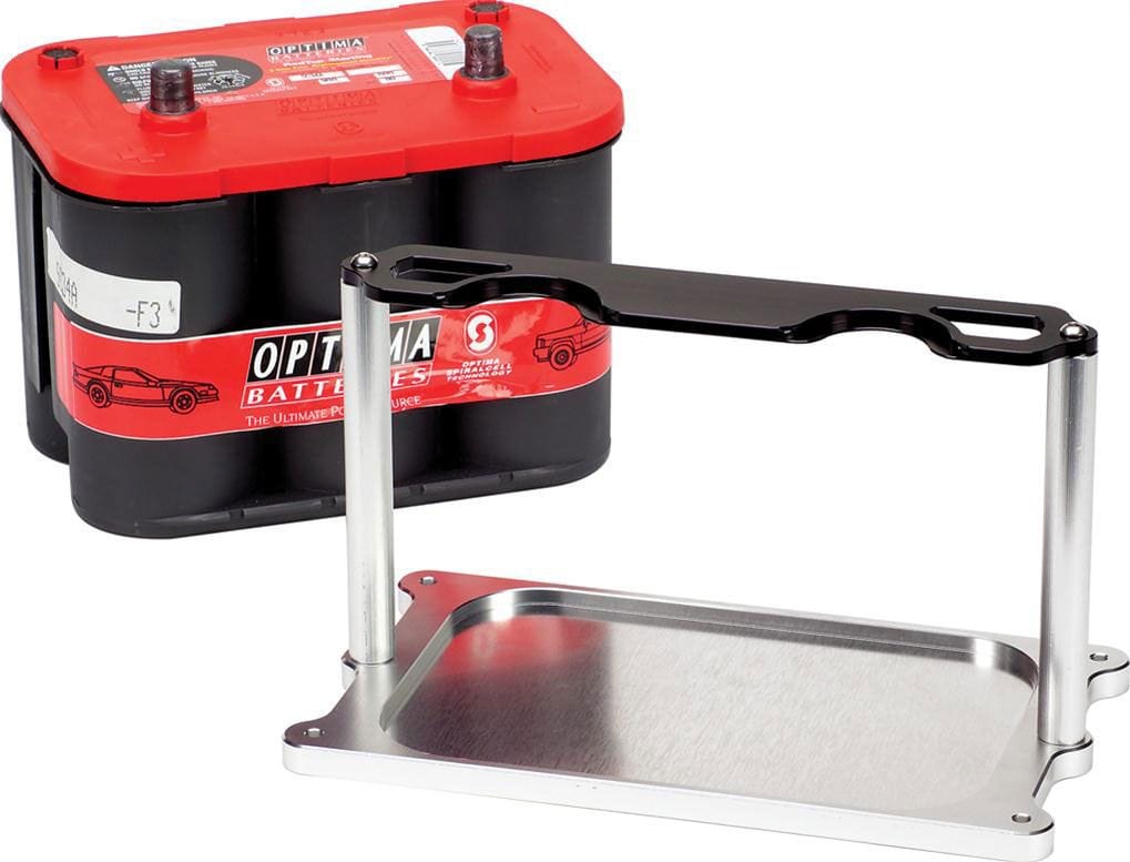 BILLET Suit Red Or Yellow Top Optima Batteries (34/78 Series) Billet Specialties Battery Tray Mount - Black/Clear Anodized BS248910 SR